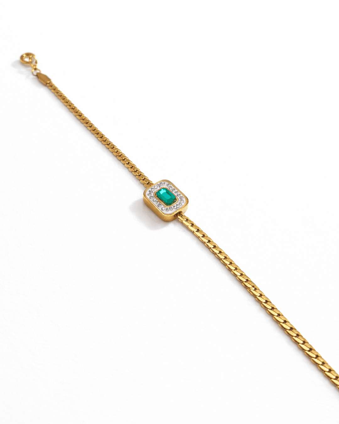 Royal Emerald Gold Chain Bracelet image 1